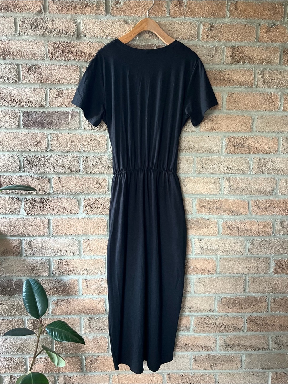 Smash + Tess Athena Midi Dress Black Bamboo Wrap Tie Waist Pockets S - Picture 5 of 13